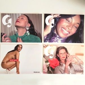 Set of Glossier Lidstar and Body Hero Postcards